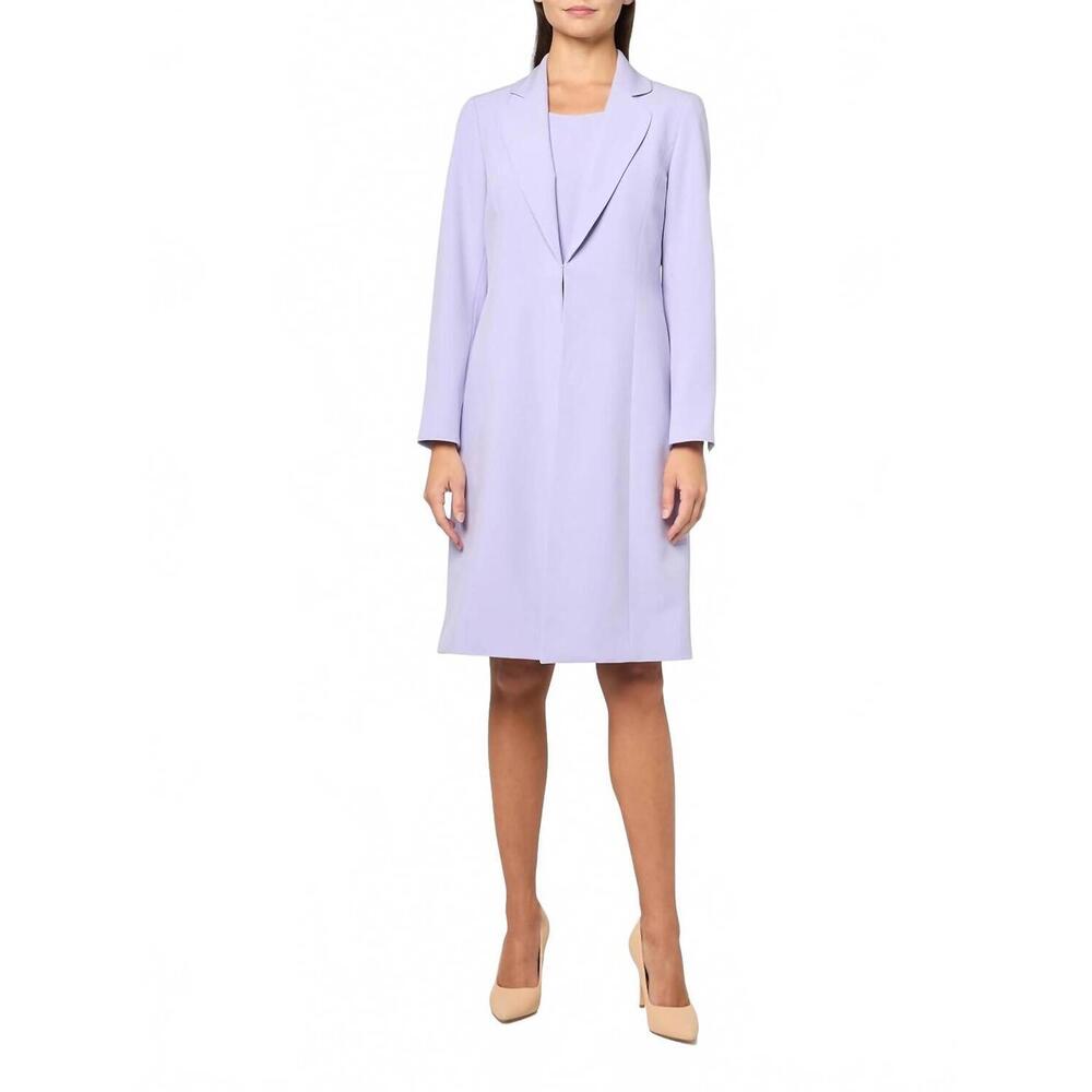 NEW LE SUIT sheath dress and long matching jacket set in lilac